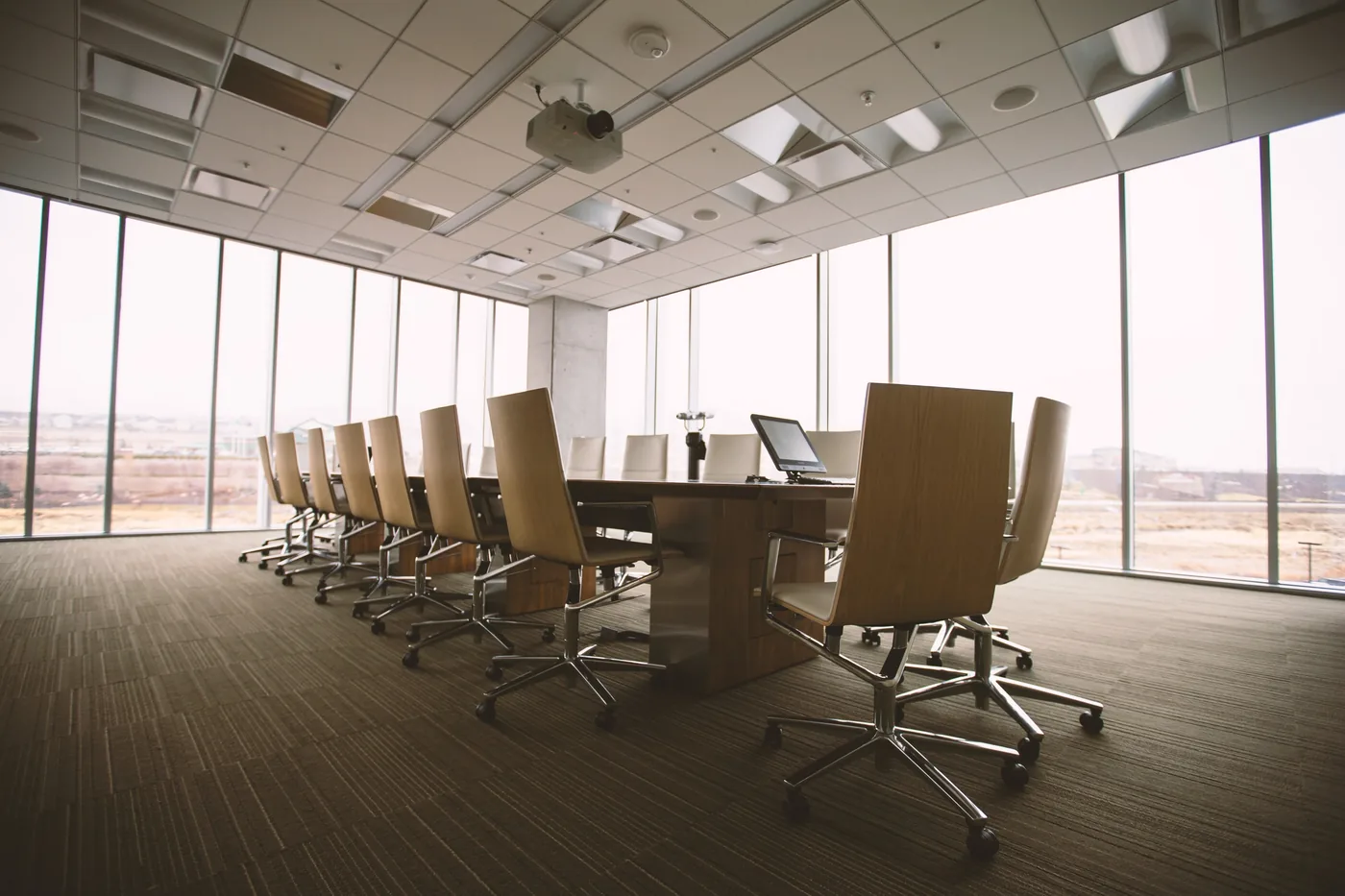 A bright conference room ready for a planning meeting